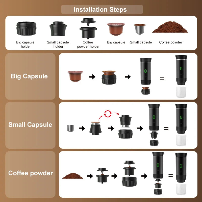 WIRELESS ELECTRIC PORTABLE ESPRESSO COFFEE MACHINE